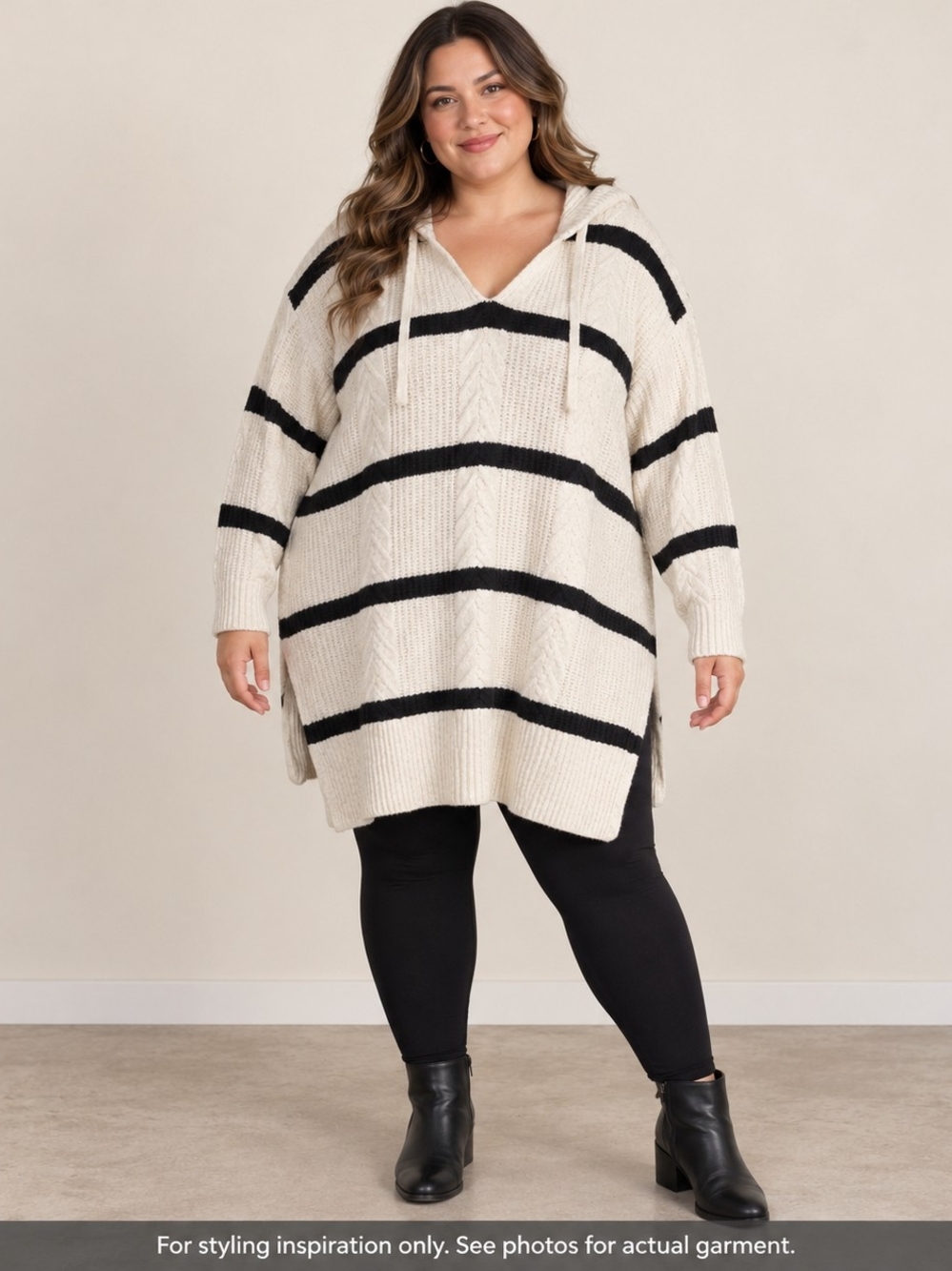 Ava & Viv 2X Hooded Striped Tunic Sweater NWT